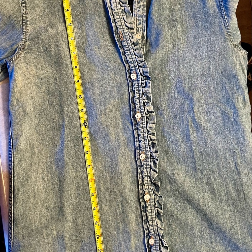 Ralph Lauren Stonewashed Denim Ruffle Shirt - Picture 8 of 9